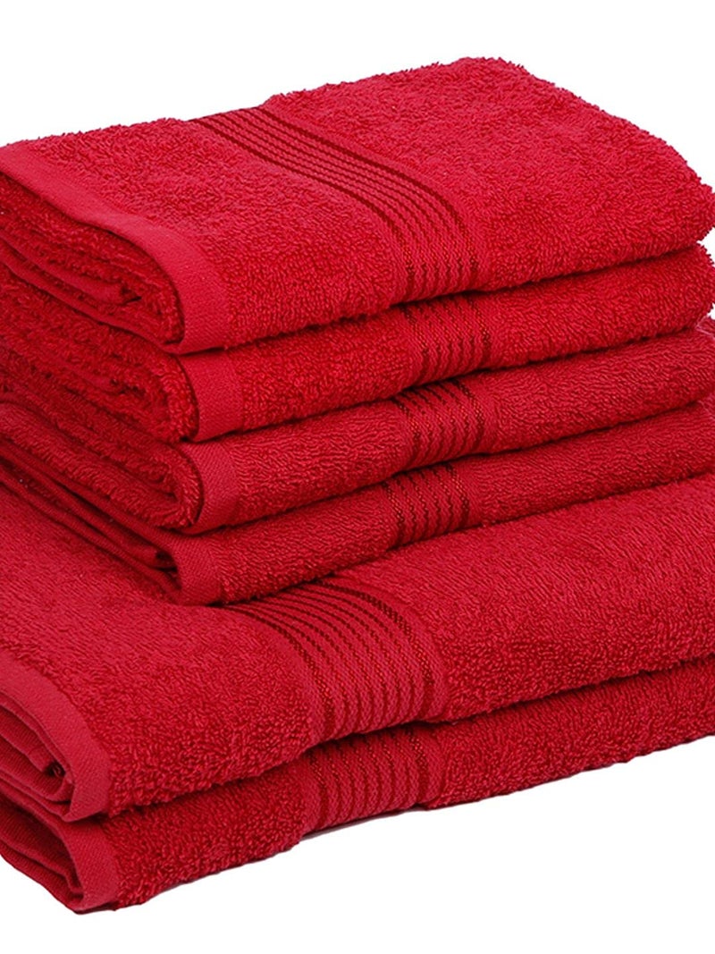 KOPA [6pc] Quick Dry 100% Cotton Soft Terry Towel -2pc Bath, 4pc Hand (d'ross) | Quick Dry 100% Cotton | Super Absorbent, Lightweight, Odour Free - for Men, Women, Kids Solid-red - Image 5