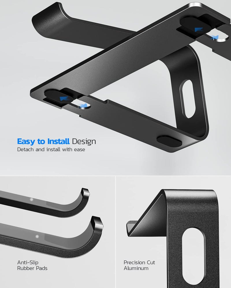 Nulaxy Laptop Stand, Ergonomic Aluminum Laptop Computer Stand, Detachable Laptop Riser Notebook Holder Stand Compatible with MacBook Air Pro, Dell XPS, HP, Lenovo More 10-15.6” Laptops - Image 5
