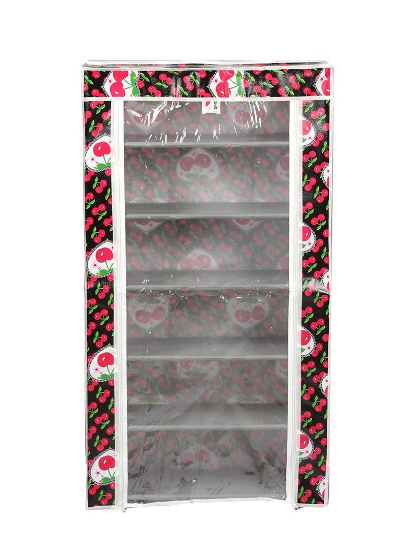 Whitecloud TRANSFORMING HOMES Whitecloud TRANSFORMING HOMES Shoe Cabinet Rack Light Weight Foldable Shelves Storage Organizer for Home and Office 6 Layer Black RED Cherry  - Image 2