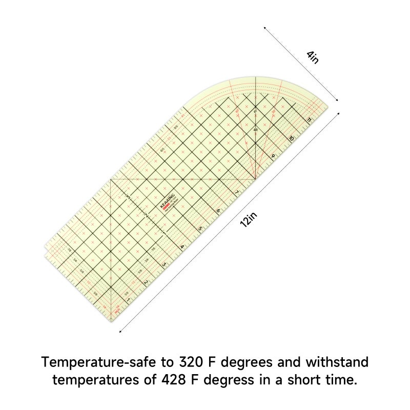 Kearing Hot Hem Ruler for Sewing, 4 x 12 Inch, Patented Heat Resistant Non-Slip Hot Ironing Ruler for Measure, Mark, Fold, Press with Dry or Steam Iron - Image 2