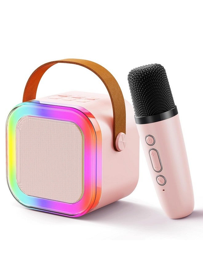 Magicwand® K12【USB-C-Charging Pink with 1 Mic】 Kids Karaoke Microphone Wireless Bluetooth Speaker with RGB LED Lighting for Kids