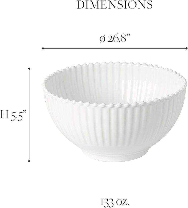 Costa Nova Ceramic Stoneware 105 x 55 133 oz Serving Bowl  Pearl Collection White  Microwave  Dishwasher Safe Dinnerware  Food Safe Glazing  Restaurant Quality Serveware - Image 2