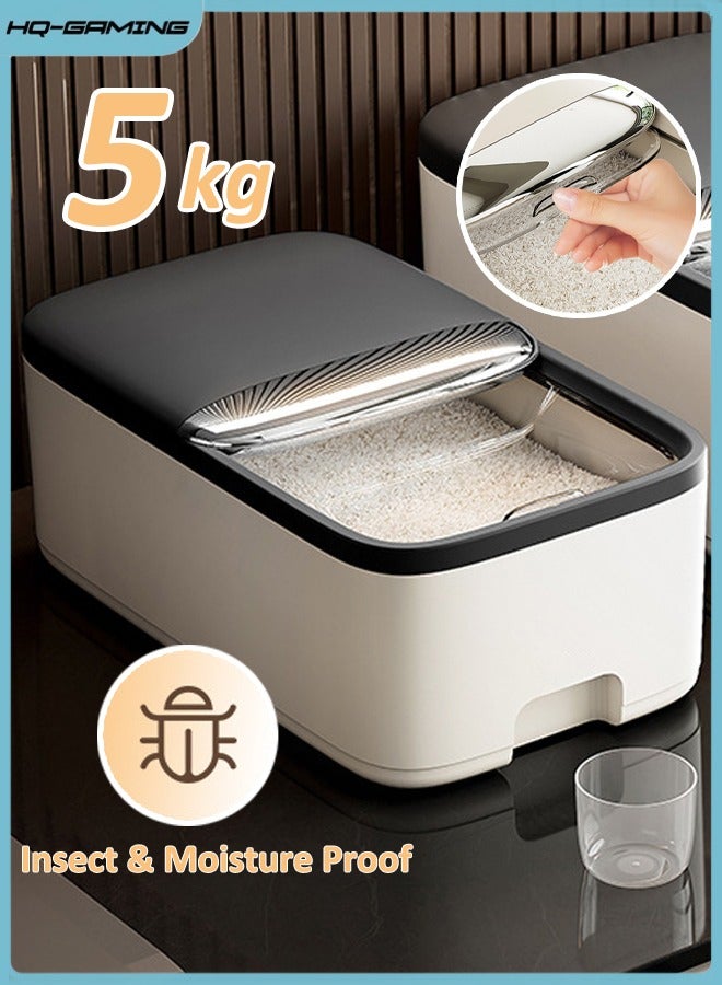 HQ-GAMING Rice Dispenser Rice Storage Container Food Storage Organizer Grain Dispenser Rice Bucket Sealed Household Grain Storage Bucket with Measuring Cup Cereal Dispenser Bucket  - Image 1