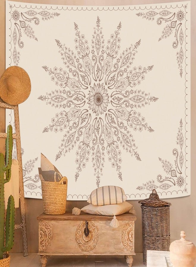 Fowocu Boho Floral Mandala Tapestry for Bedroom Aesthetic Bohemian Flower Wall Tapestry Beige Hippie Indian Small Tapestries Wall Hanging for Living Room Dorm Decor 40 x 30 Inch - Image 5
