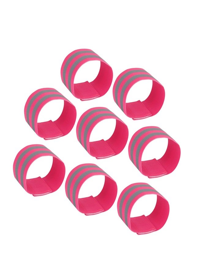 Hihaha 8pcs Reflective Bands for Arm Reflective Armbands High Visibility Night Cycling Riding Reflector Tape Straps Bracelet Pink Durable Material - Image 1