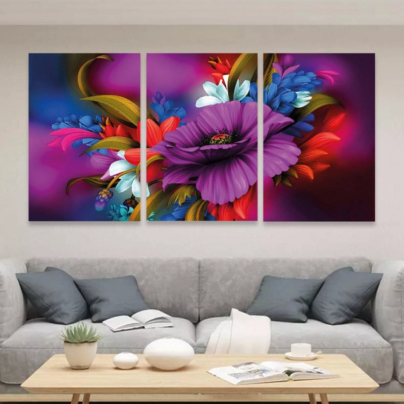 Marktna Three luxurious modern canvas prints with a hollow frame, measuring (90×40), three pieces - Image 1