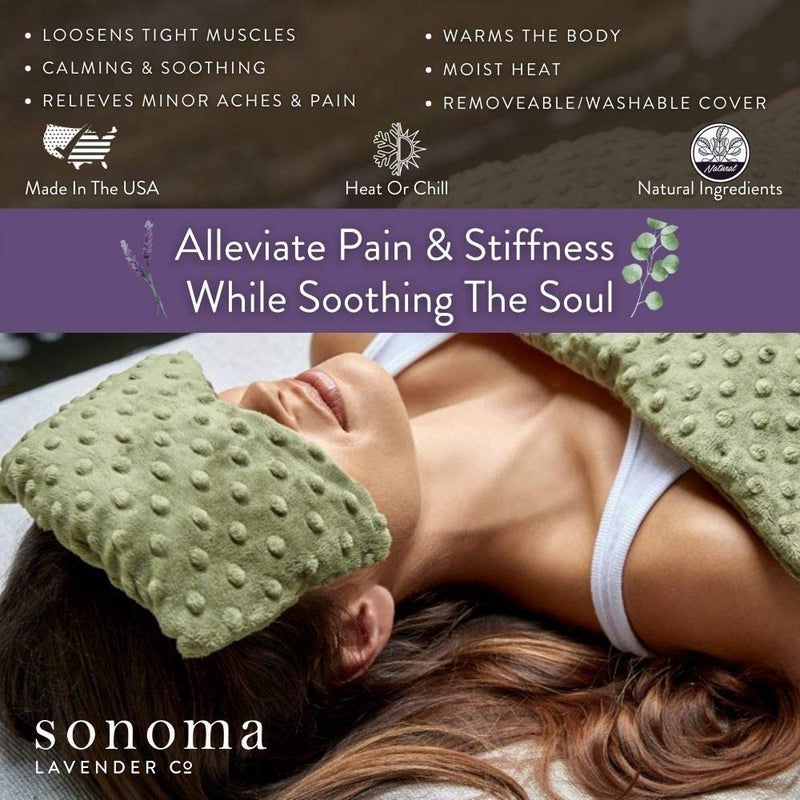 Sonoma Lavender Eucalyptus Spa Mask by Sonoma Lavender, Heatable/Chillable Aromatherapy with Eucalyptus and Lavender Infused Flaxseed Insert, Eye Compress for Stress Relief with Removable and Washable Cover. - Image 2