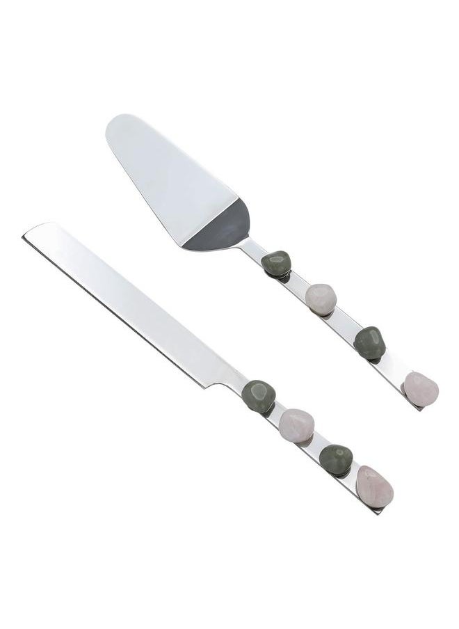 Alsaif Steel Serving Spoons Set 2 Pieces Silver  - Image 1