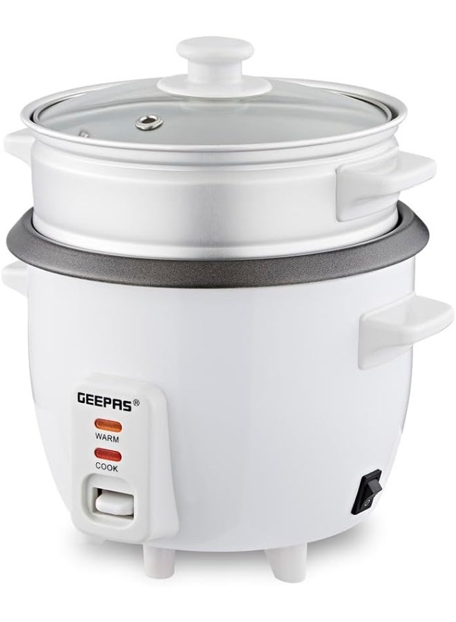 GEEPAS Automatic Rice Cooker 3 in 1 Functions Non-Stick Inner Pot Automatic Shut Off with Overheat Protection 0.6 L 300 W GRC4324N White - Image 1