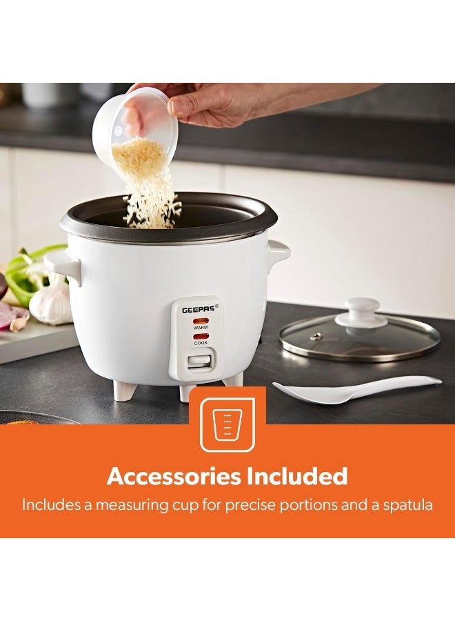 GEEPAS Automatic Rice Cooker 3 in 1 Functions Non-Stick Inner Pot Automatic Shut Off with Overheat Protection 0.6 L 300 W GRC4324N White - Image 5