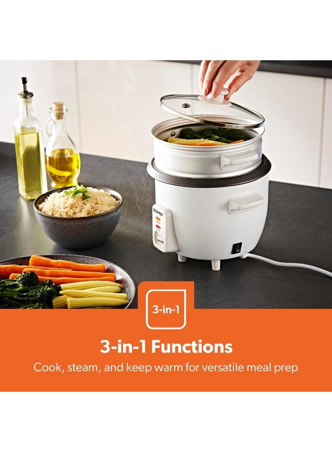 GEEPAS Automatic Rice Cooker 3 in 1 Functions Non-Stick Inner Pot Automatic Shut Off with Overheat Protection 0.6 L 300 W GRC4324N White - Image 4