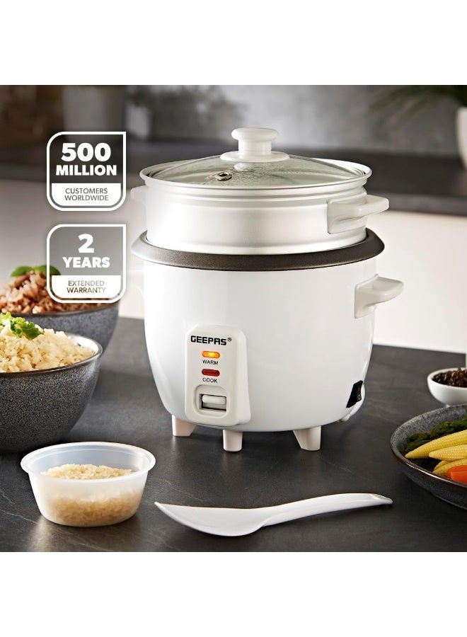 GEEPAS Automatic Rice Cooker 3 in 1 Functions Non-Stick Inner Pot Automatic Shut Off with Overheat Protection 0.6 L 300 W GRC4324N White - Image 2