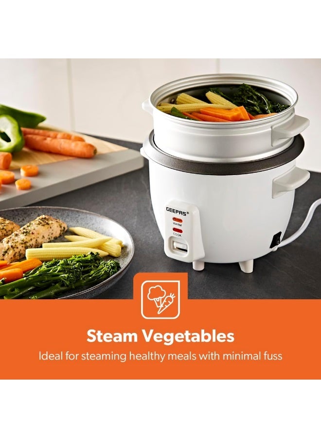 GEEPAS Automatic Rice Cooker 3 in 1 Functions Non-Stick Inner Pot Automatic Shut Off with Overheat Protection 0.6 L 300 W GRC4324N White - Image 3