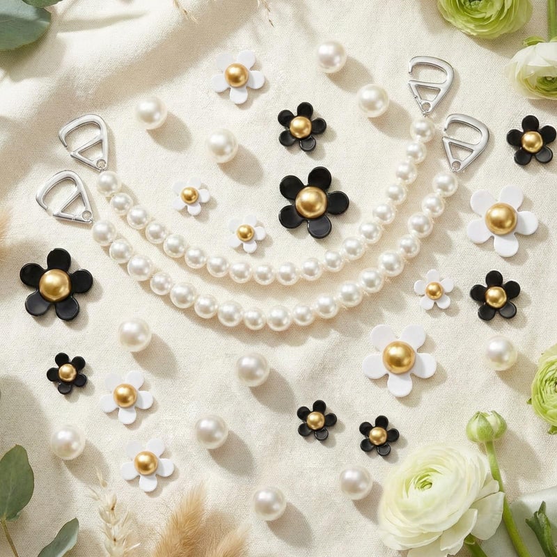 WYVAS 30 Pcs Bling Shoe Charms, Daisy Flower Shoe Charms Pearl Shoe Chain, Shoes Decoration Charm for Women Sandal Clog Accessories for Birthday Party Favors - Image 5