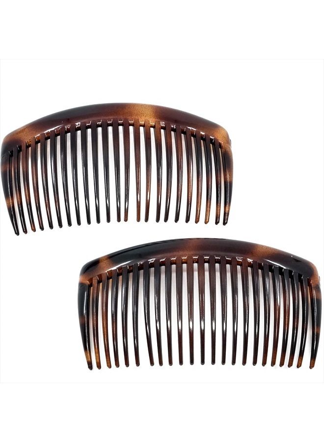 CAMILA مشط جانبي فرنسي كبير من باريس AD66/2 بتصميم منحني من قوقعة السلحفاة، مشط شعر فرنسي مزخرف، مشابك شعر قوية الثبات للنساء لتصفيف bun chignon، إكسسوارات شعر للبنات، صنع في فرنسا - Image 1