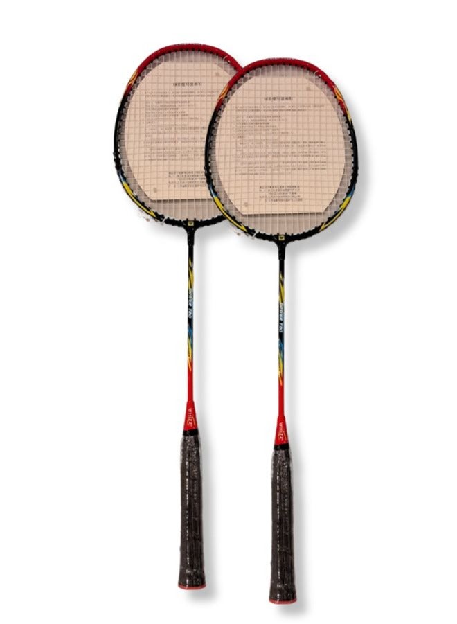 Generic Whizz 2 pcs Badminton Racket Set T20 – Lightweight Aluminum Frame, Pre-Tensioned at 16lbs – Perfect for Family Entertainment, School Sports & Beginners, Red - Image 1