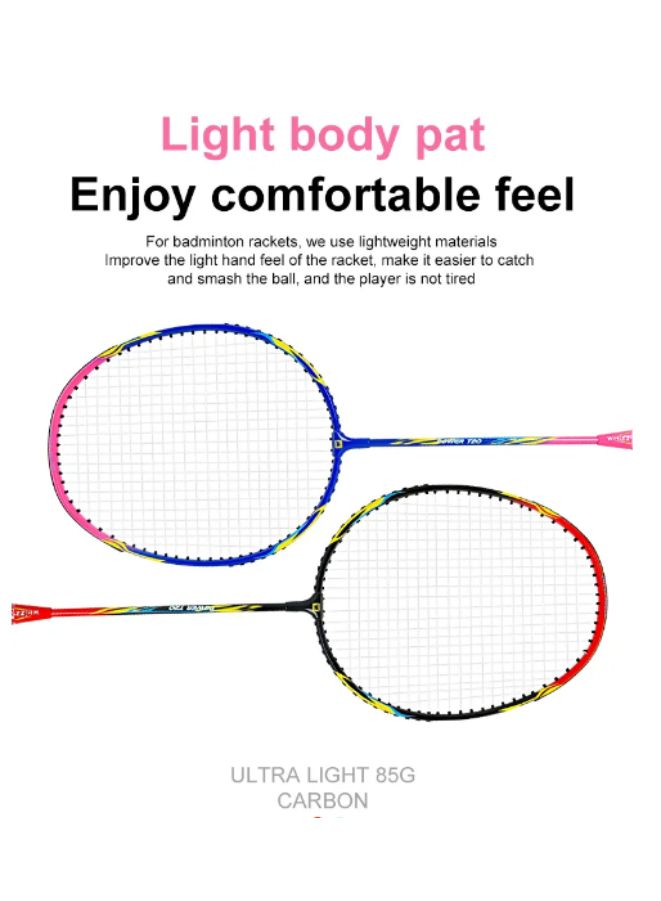 Generic Whizz 2 pcs Badminton Racket Set T20 – Lightweight Aluminum Frame, Pre-Tensioned at 16lbs – Perfect for Family Entertainment, School Sports & Beginners, Red - Image 5