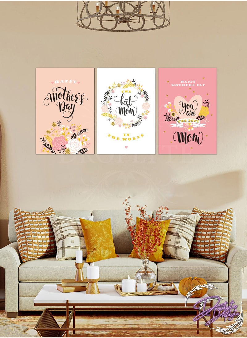 Droplyte 3 Piece Best Mom Mothers Day Special Gift Decorative Wall Art Wall Decor Card Board MDF Home Decor 120CM x 60CM  - Image 2