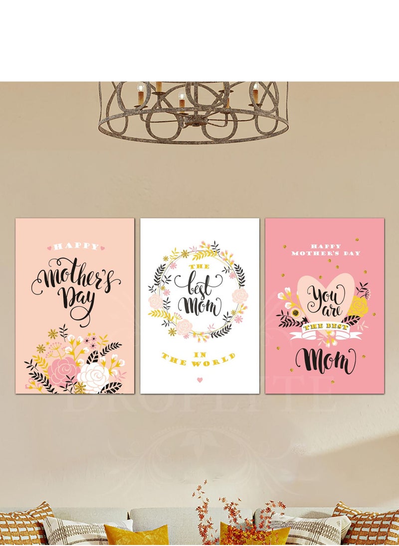 Droplyte 3 Piece Best Mom Mothers Day Special Gift Decorative Wall Art Wall Decor Card Board MDF Home Decor 120CM x 60CM  - Image 1