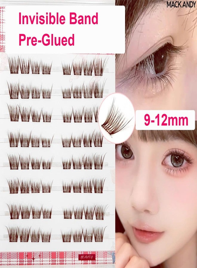 LASGOOS Brown Self Adhesive Eyelash Clusters Press On Eyelash LASGOOS Natural BB Curl 3D Lash Individual 9-12mm 64Cluster Pre-Glued Long-Lasting DIY Eyelash Extensions No Glue No Remover Needed Lashes - Image 5
