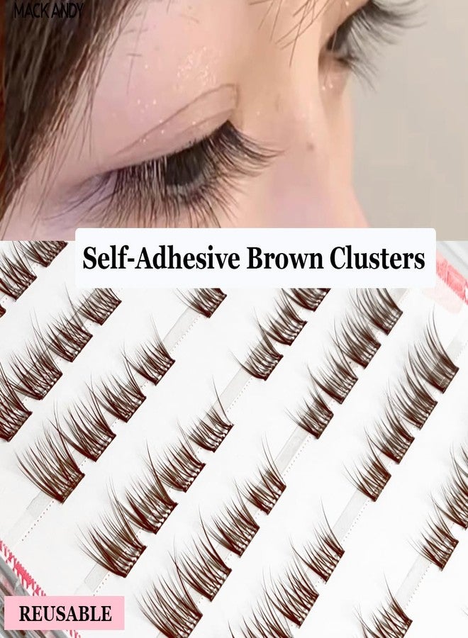 LASGOOS Brown Self Adhesive Eyelash Clusters Press On Eyelash LASGOOS Natural BB Curl 3D Lash Individual 9-12mm 64Cluster Pre-Glued Long-Lasting DIY Eyelash Extensions No Glue No Remover Needed Lashes - Image 2