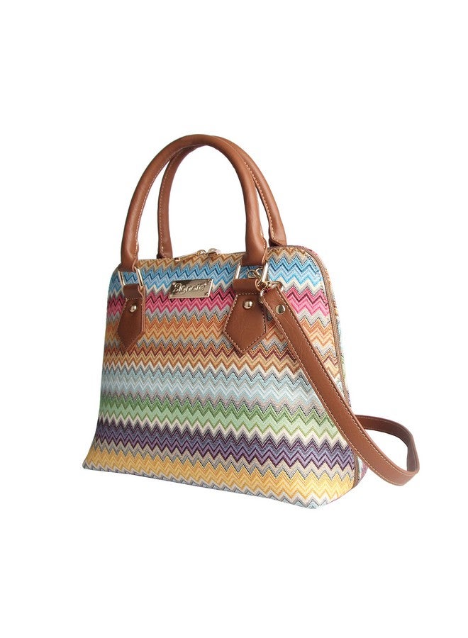 Signare Tapestry Hand Shoulder Bag Cross Body Purses Handbag Satchel Bag for Women In Rainbow Zig-Zag Aztec Design | CONV-AZT - Image 2