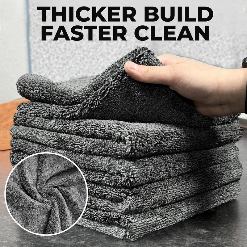 Towelogy® Heavy Duty Microfibre Cleaning Cloths - 10 Pack, 40x40cm, Charcoal Grey - Image 2