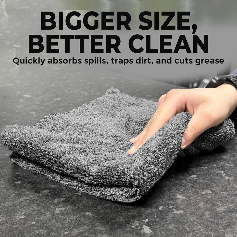 Towelogy® Heavy Duty Microfibre Cleaning Cloths - 10 Pack, 40x40cm, Charcoal Grey - Image 5