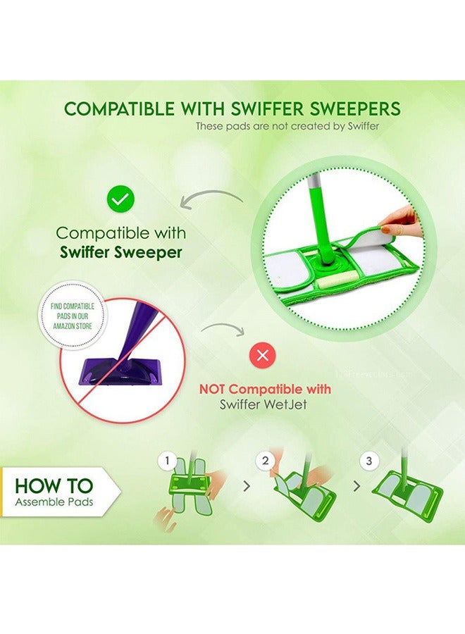 2 Pcs Microfiber Mop Pads, Replace Mop Pads for Swiffer Sweeper & All 10-12 Inch Flat Mop, Reusable Durable Wet Dry Cleaning Pads for All Hard-Floor Washable Sweeper Refills (Mop Not Included)  - Image 3