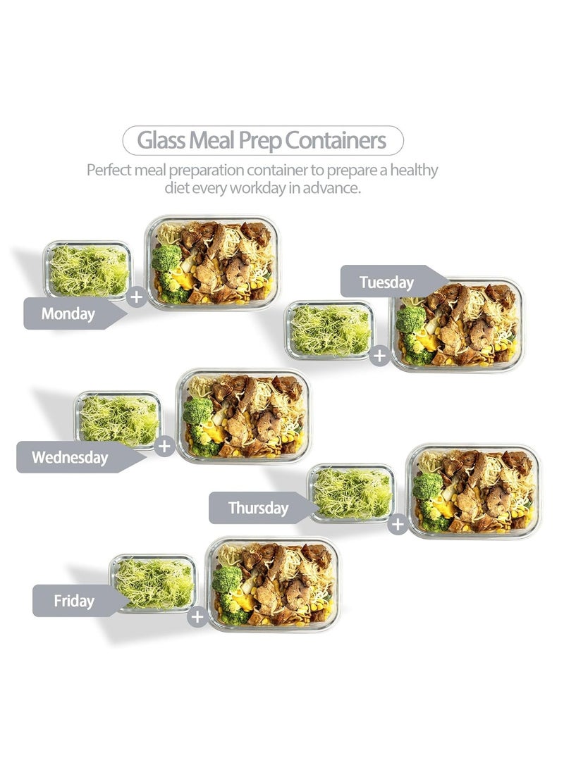 TYCOM Glass Meal Prep Containers (10 pcs Rectangle) - Glass Food Storage Containers with Lids, Glass Lunch Box, Portion Control, Airtight, Glass Bento Box Lunch Containers- 10P Rectangle Dark Blue  - Image 5
