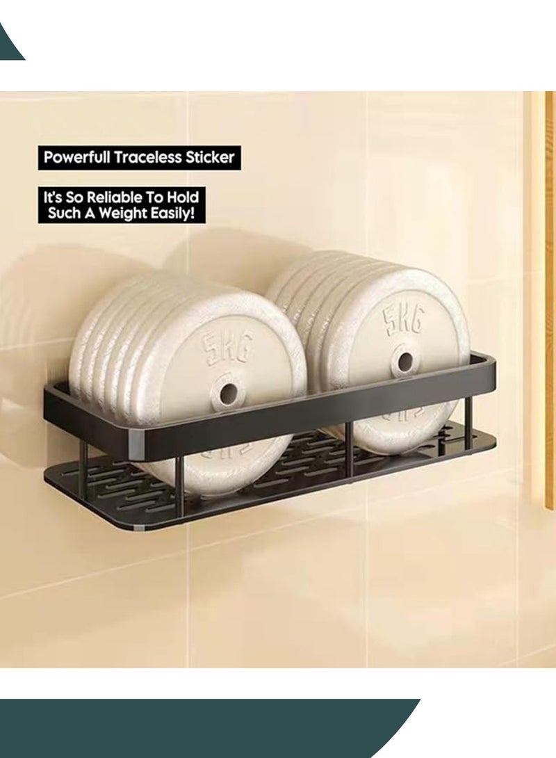 وين هولدر رف حمام علبة دش 【إصدار مطور سميك】، رف حمام أسود لاصق للاستحمام، منظم دش مثبت على الحائط بدون حفر، سلة مقاومة للصدأ للحمام، المرحاض، المطبخ (2 عبوة) - Image 4
