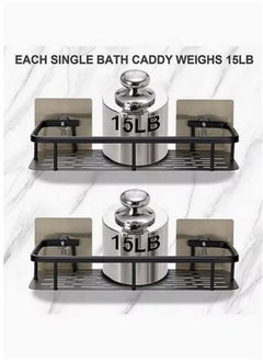 WinHolder Shower Caddy Shelf【Thickened Upgraded Version】, Adhesive Black Bathroom Shower Rack, No Drilling Wall Mounted Shower Organizer, Rustproof Basket for Bathroom, Toilet, Kitchen (2 Pack)  - Image 2