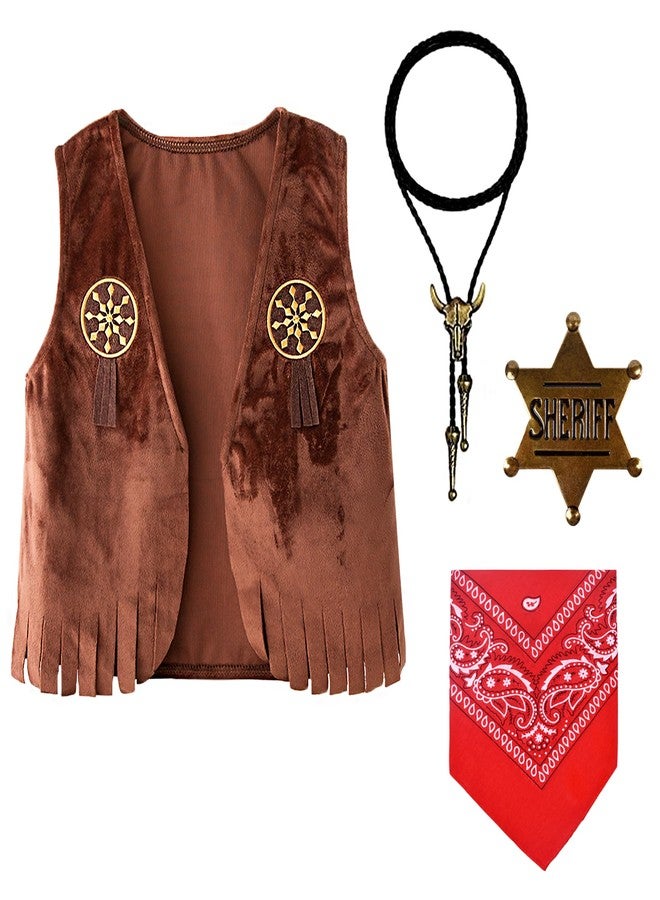 ZZIHAN Toddler Cowboy Costume - kids Western Dress Up Outfit Boys Girls 4-5 - Image 1