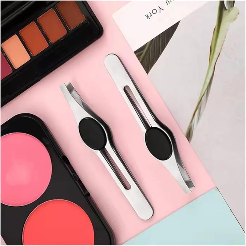 Silver Stainless Steel Slanted Tip Eyebrow Tweezers Non Slip Comfort Hold - Image 5