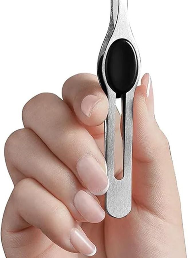 Silver Stainless Steel Slanted Tip Eyebrow Tweezers Non Slip Comfort Hold - Image 4