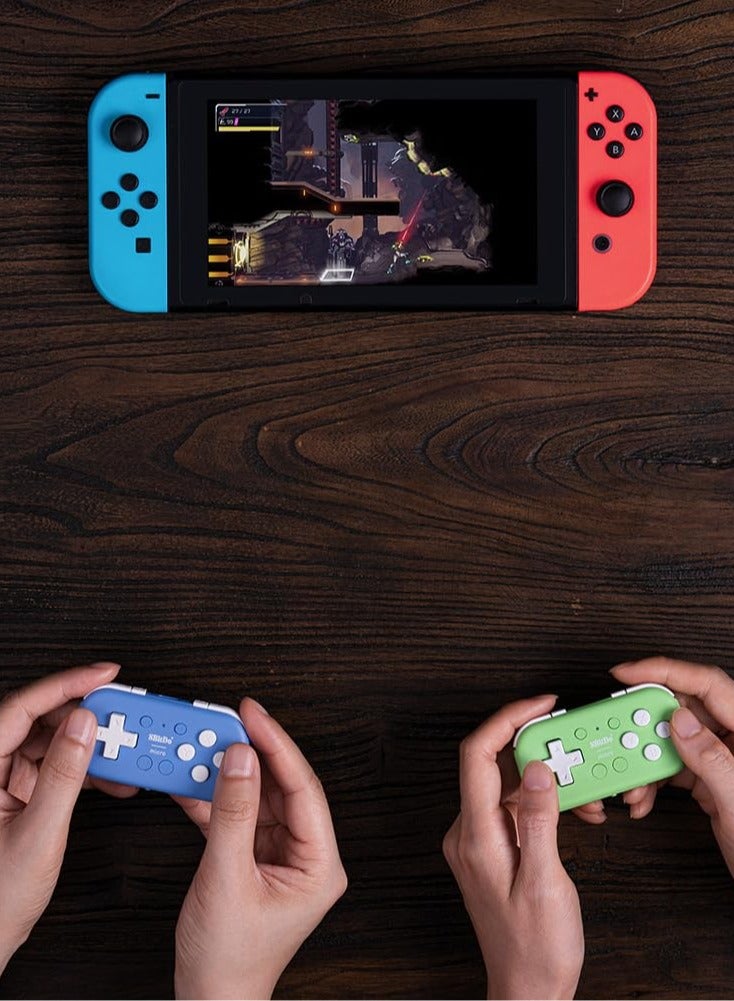 8بت دو وحدة تحكم صغيرة للألعاب بتقنية البلوتوث بحجم الجيب لأجهزة Switch وAndroid وRaspberry Pi، تدعم وضع لوحة المفاتيح (أزرق) - Image 5