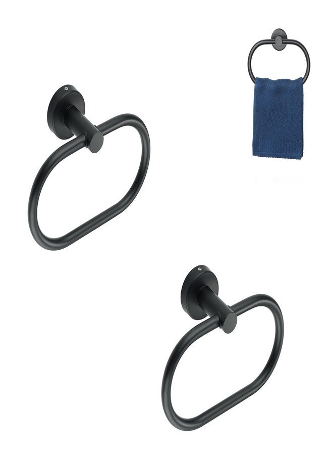 Alise Hand Towel Holder Towel Ring for Bathroom Lavatory,Towel Hanger Wall Mount SUS304 Stainless Steel Towel Rack,Black,Pack of 2 - Image 1