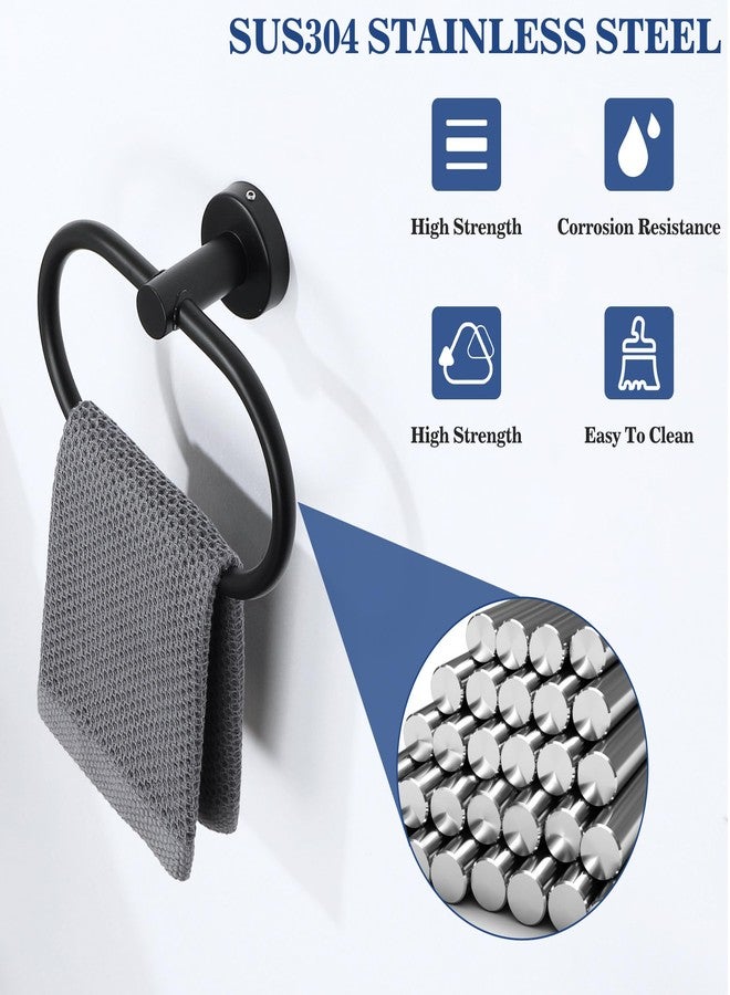 Alise Hand Towel Holder Towel Ring for Bathroom Lavatory,Towel Hanger Wall Mount SUS304 Stainless Steel Towel Rack,Black,Pack of 2 - Image 3