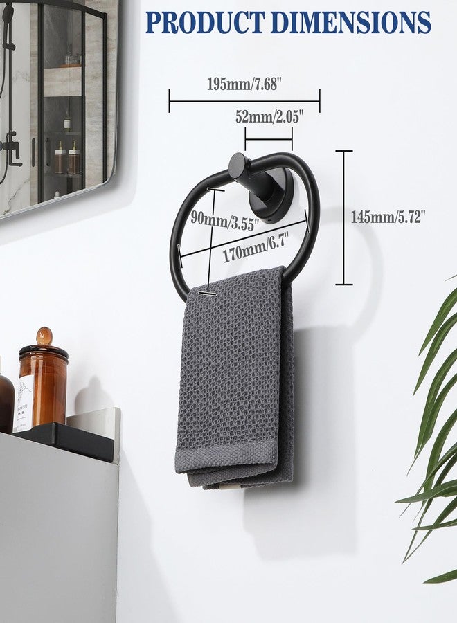 Alise Hand Towel Holder Towel Ring for Bathroom Lavatory,Towel Hanger Wall Mount SUS304 Stainless Steel Towel Rack,Black,Pack of 2 - Image 2