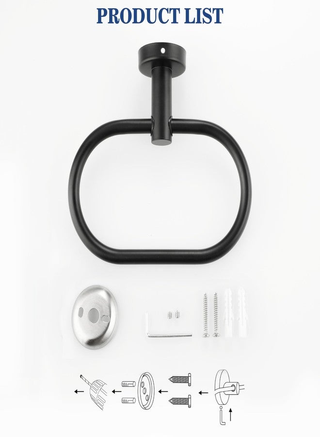 Alise Hand Towel Holder Towel Ring for Bathroom Lavatory,Towel Hanger Wall Mount SUS304 Stainless Steel Towel Rack,Black,Pack of 2 - Image 4