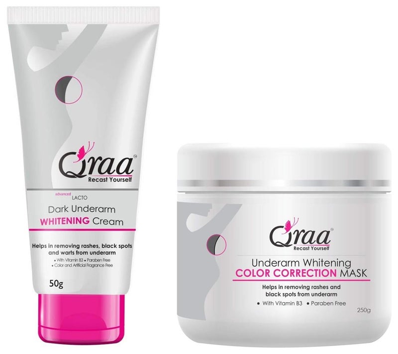 Qraa Advanced Lacto Dark Underarm Whitening Cream 50g For even toned underarms Paraben Free QRAA Underarm Whitening Color Correction Mask For Dark Underarms 250 g - Image 1
