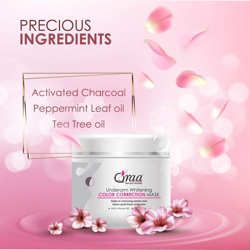 Qraa Advanced Lacto Dark Underarm Whitening Cream 50g For even toned underarms Paraben Free QRAA Underarm Whitening Color Correction Mask For Dark Underarms 250 g - Image 4