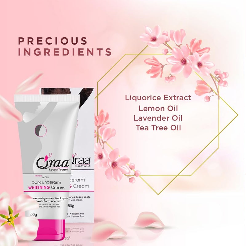 Qraa Advanced Lacto Dark Underarm Whitening Cream 50g For even toned underarms Paraben Free QRAA Underarm Whitening Color Correction Mask For Dark Underarms 250 g - Image 5