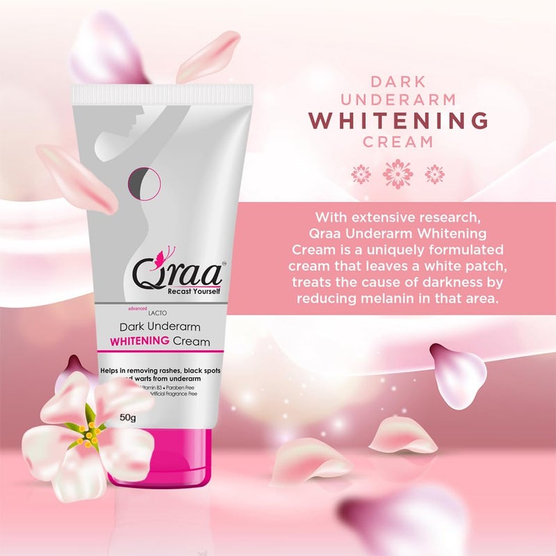 Qraa Advanced Lacto Dark Underarm Whitening Cream 50g For even toned underarms Paraben Free QRAA Underarm Whitening Color Correction Mask For Dark Underarms 250 g - Image 3