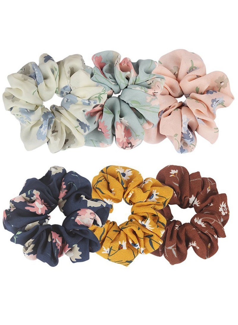 12pcs women Stylish Scrunchies For Student Teenager Sweet Girl Folral Printed Chiffon Hair Scrunchies High Elastic Hair Tie Harmless To Hair - Image 2