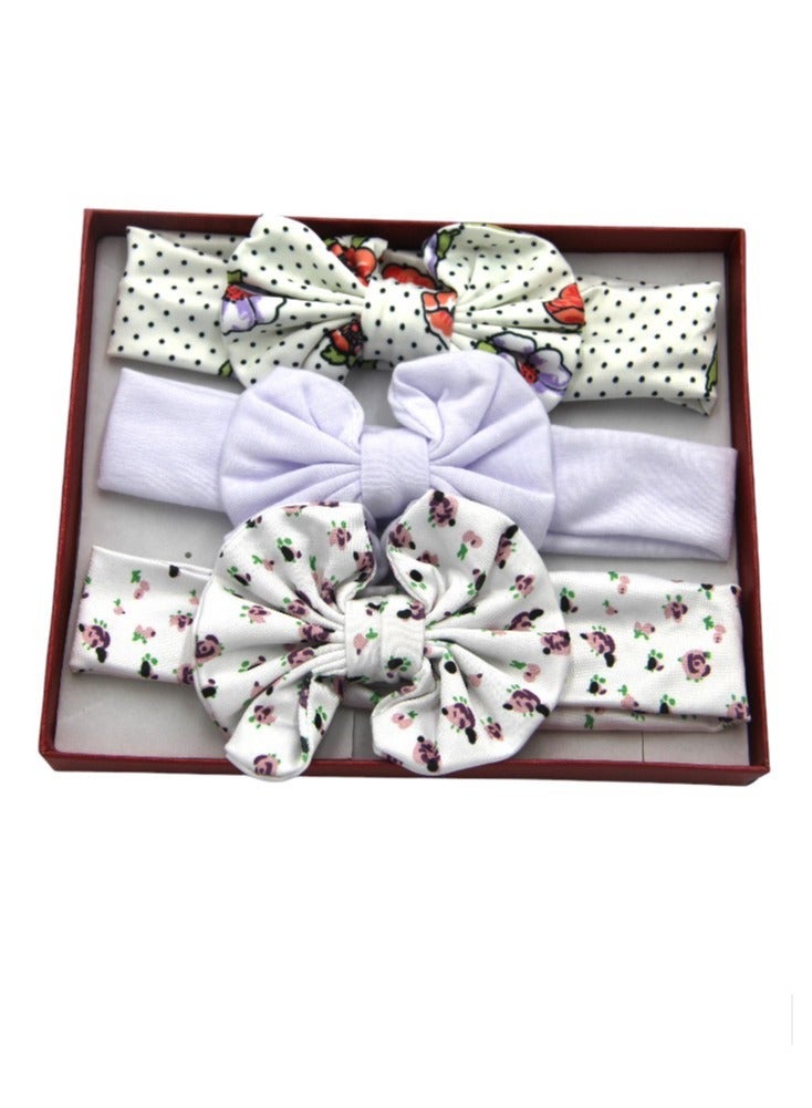 Bambimici Olivia Box Of 3 Heandband Ribbon All White Floral - Image 2