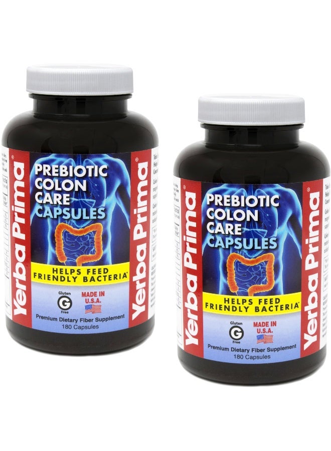 Yerba Prima Prebiotic Colon Care Capsules, Non-GMO, Keto Friendly, 180 Caps, (2 Pack)  - Image 1