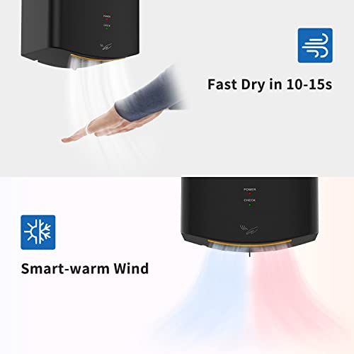 AIKE Air Wiper Compact Hand Dryer 110V 1400W Black (with 2 Pin Plug) Model AK2630 - Image 2