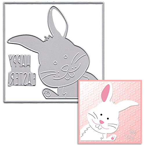 Hying Easter Bunny Cutting Dies for Card Making and Photo Album Decorations, Easter Words Die Cuts Rabbits Frame Dies Stencils Embossing Template for DIY Scrapbooking Craft - Image 1