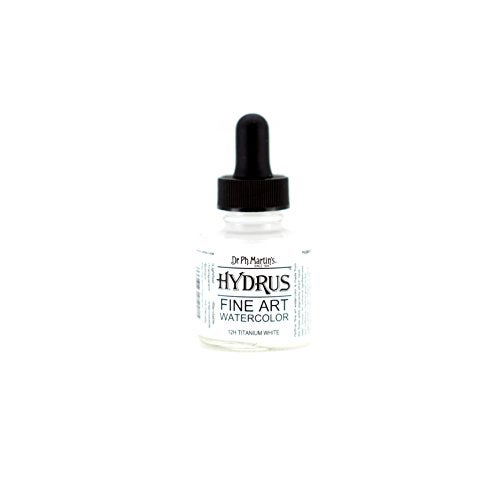 Dr. Ph. Martin's Hydrus Fine Art Watercolor (12H) Watercolor Bottle, 1.0 oz, Titanium White, 1 Bottle - Image 1